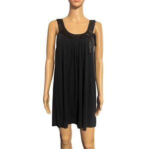 Oscar de la Renta Women's Black Chemise Nightgown Size L pink label